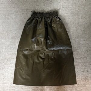 Tuckernuck Olive Green Faux Leather Midi Skirt